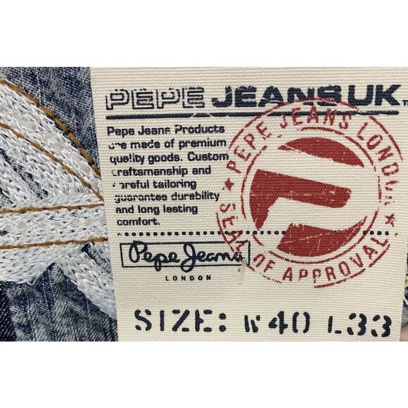 Pepe Blue Jeans Brent Med Carma 40 x 33 Made in London UK NEW - Picture 9 of 11